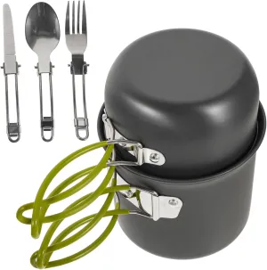 1-2 Person Aluminum Camping Pot Set Lightweight Outdoor Cooking Set Portable Cookware Kit for Hiking Camping