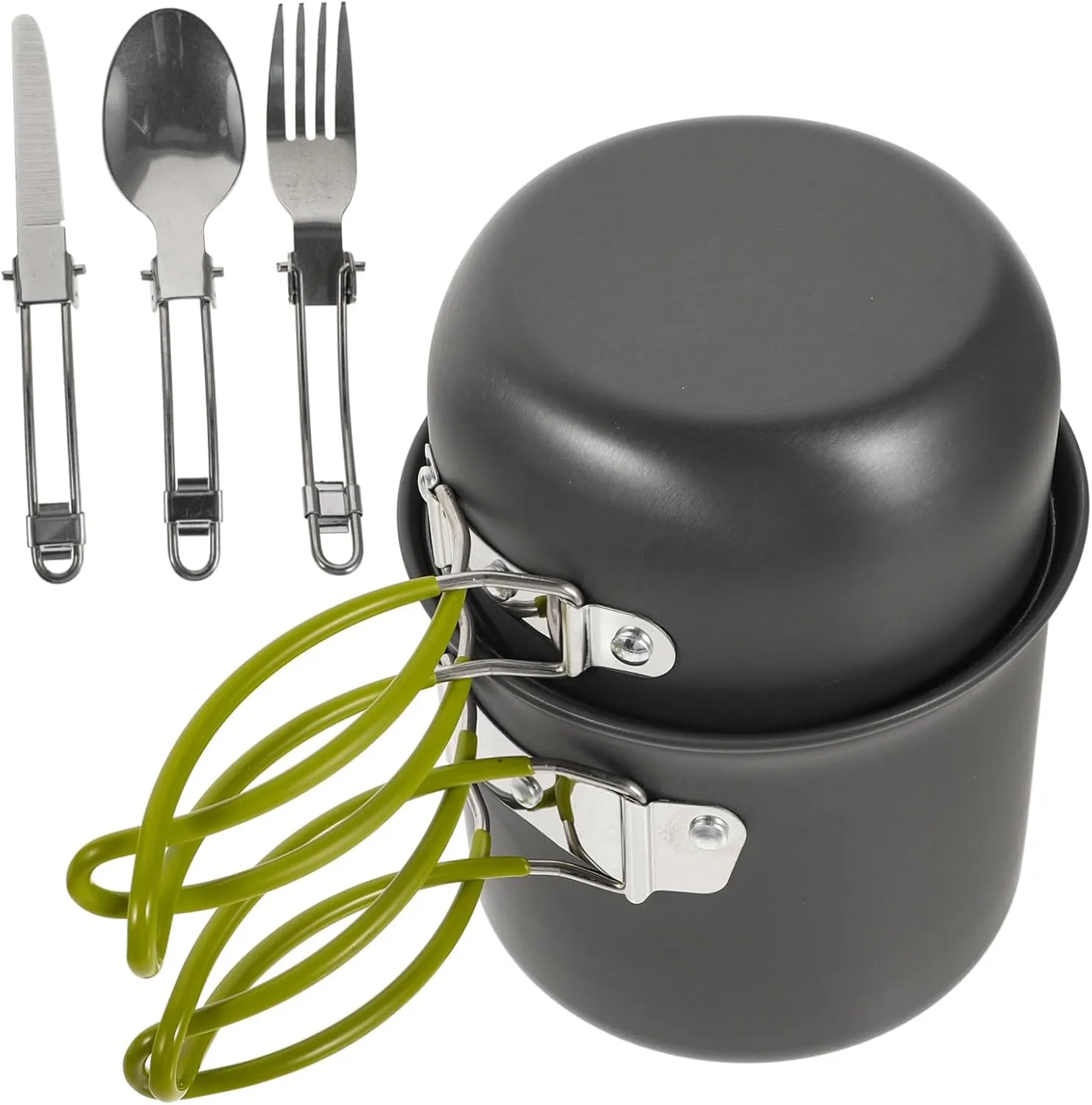 1-2 Person Aluminum Camping Pot Set Lightweight Outdoor Cooking Set Portable Cookware Kit for Hiking Camping