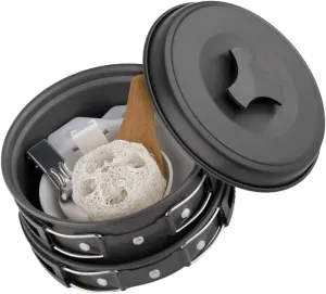 1-2 Person Outdoor Cookware Set Camping Cooking Pot Pan Bowl Set Camping Kit
