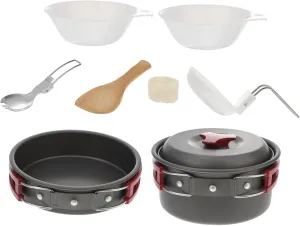 1 Set Camping Pan Set Camping Cookware Dinnerware Camper Oven Camping Silverware Cutlery Organizer Dish Bowls Pots Stove Charger Outdoor Single Hot Skillet Electric Aluminum Alloy