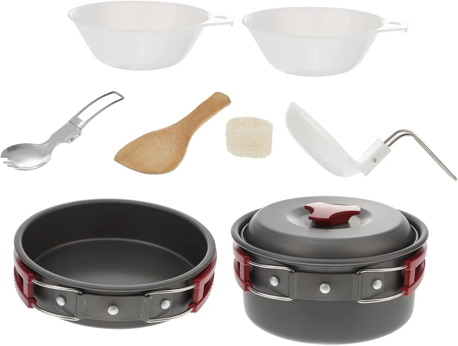 1 Set Camping Pan Set Camping Cookware Dinnerware Camper Oven Camping Silverware Cutlery Organizer Dish Bowls Pots Stove Charger Outdoor Single Hot Skillet Electric Aluminum Alloy