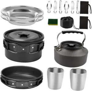 1 Set Camping Pot Cookware Camping Stoves Serving Utensils Travel Kettle Camping Cookware Travel Water Bottle Portable Kettle Portable Teapot for Camping Aluminum Alloy Black