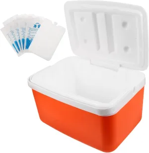 1 Set Outdoor Insulated Picnic Food Storage Box Portable Cooler with Comfortable Handle for Beach BBQ Camping and Road Trips Includes Ice Packs and Ice Board