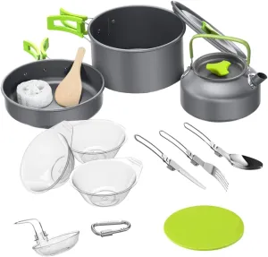 1 Set Titanium Camping Cookware Portable Cooking Equipment for Outdoor Hiking Camping Backpacking