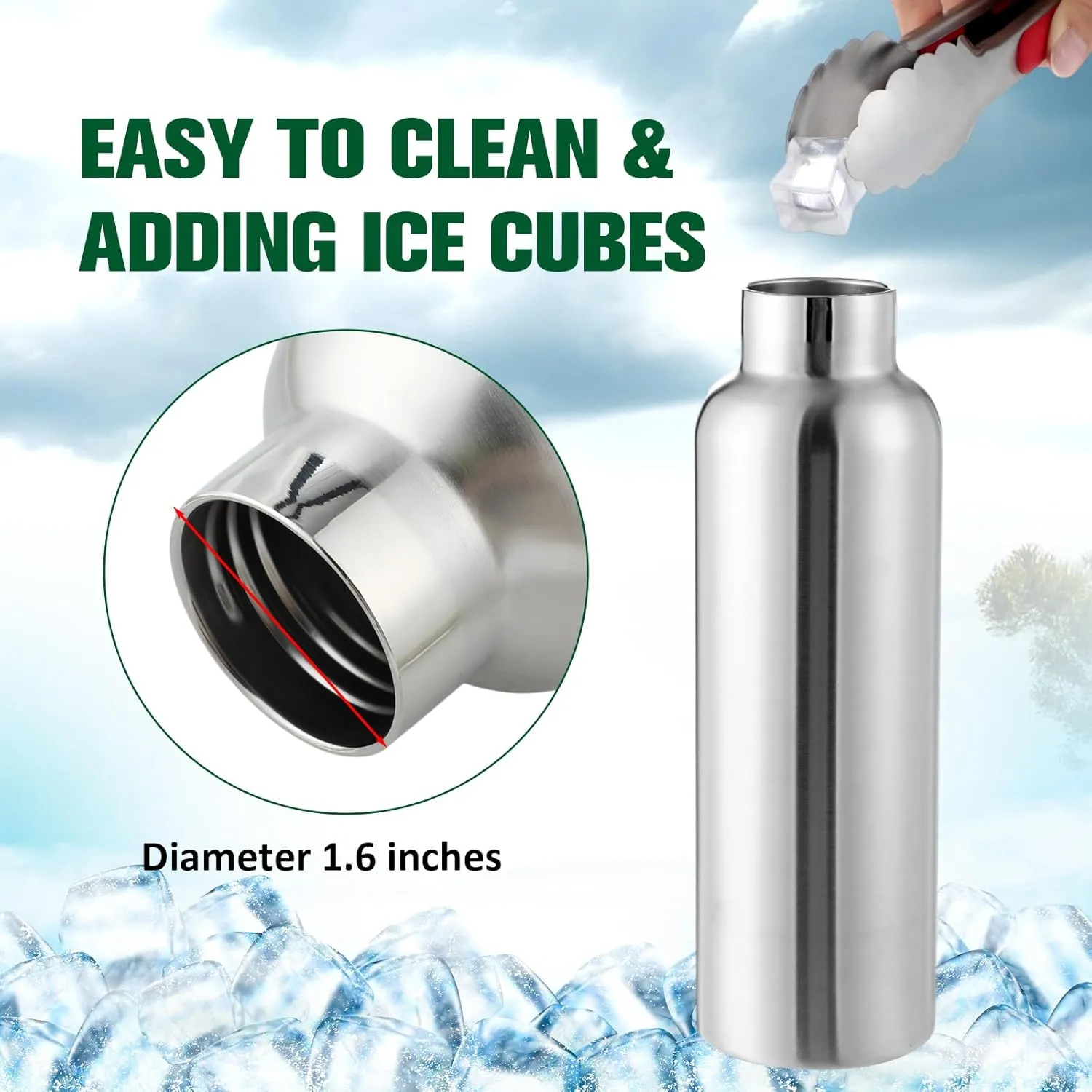 10 Pack 17oz Stainless Steel Sports Water Bottle Double Wall Insulated Bottle with Handle and Vacuum Seal Leakproof Lid for Cyclists Runners Hikers Beach Goers Picnics Camping Gift (Silver)