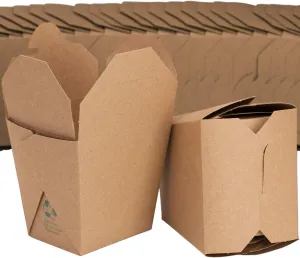 100% Recyclable 16oz Brown Chinese Take Out Boxes 50pk. Leakproof Greaseproof To-Go Containers For Restaurant Event Parties Food Service. Best Value Bulk Pack Microwaveable and Stackable Meal Pails.