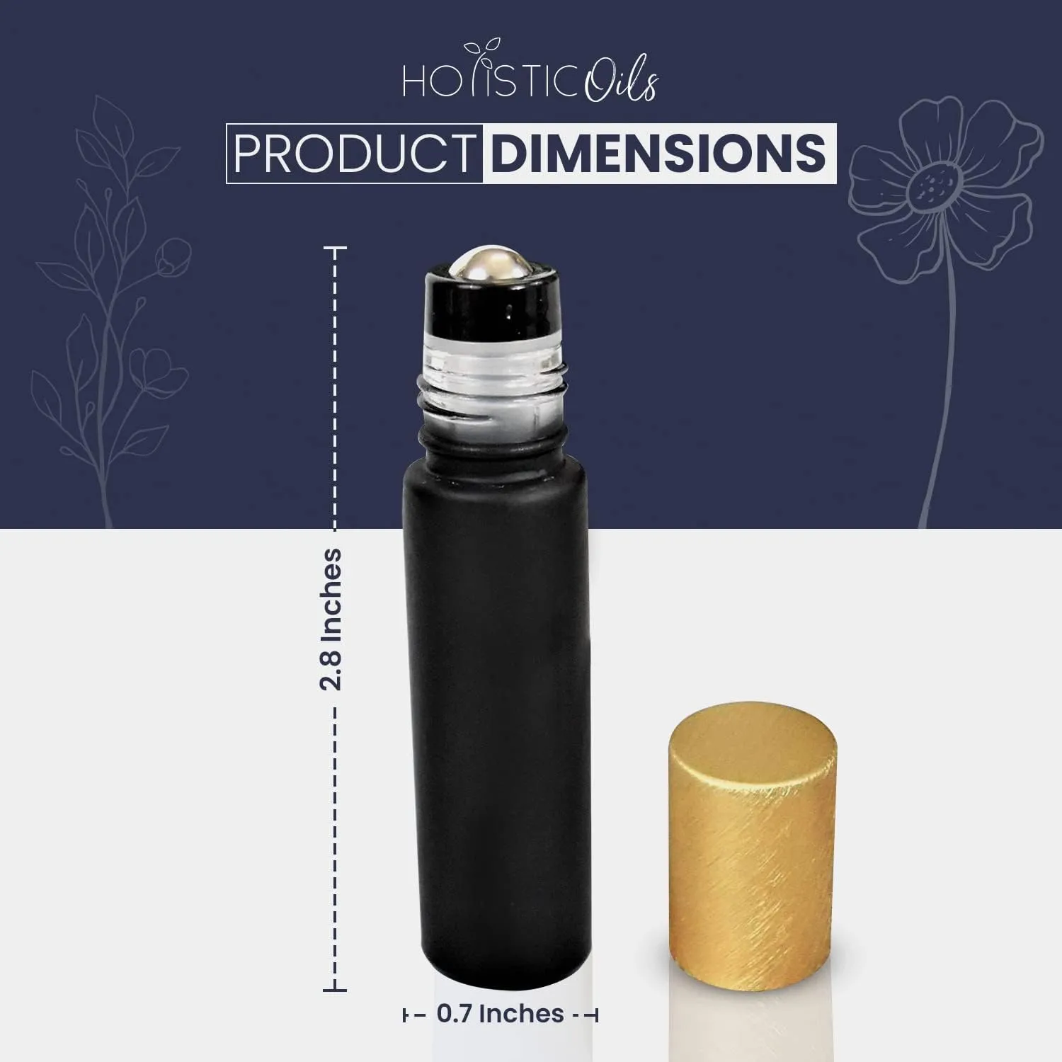 10ml Black Essential Oil Roller Bottles – Empty Roll On Glass Leakproof Stainless Steel Roller Balls with Gold Lid for Oils, Aromatherapy, Perfume, DIY and Blends - 12 Pack