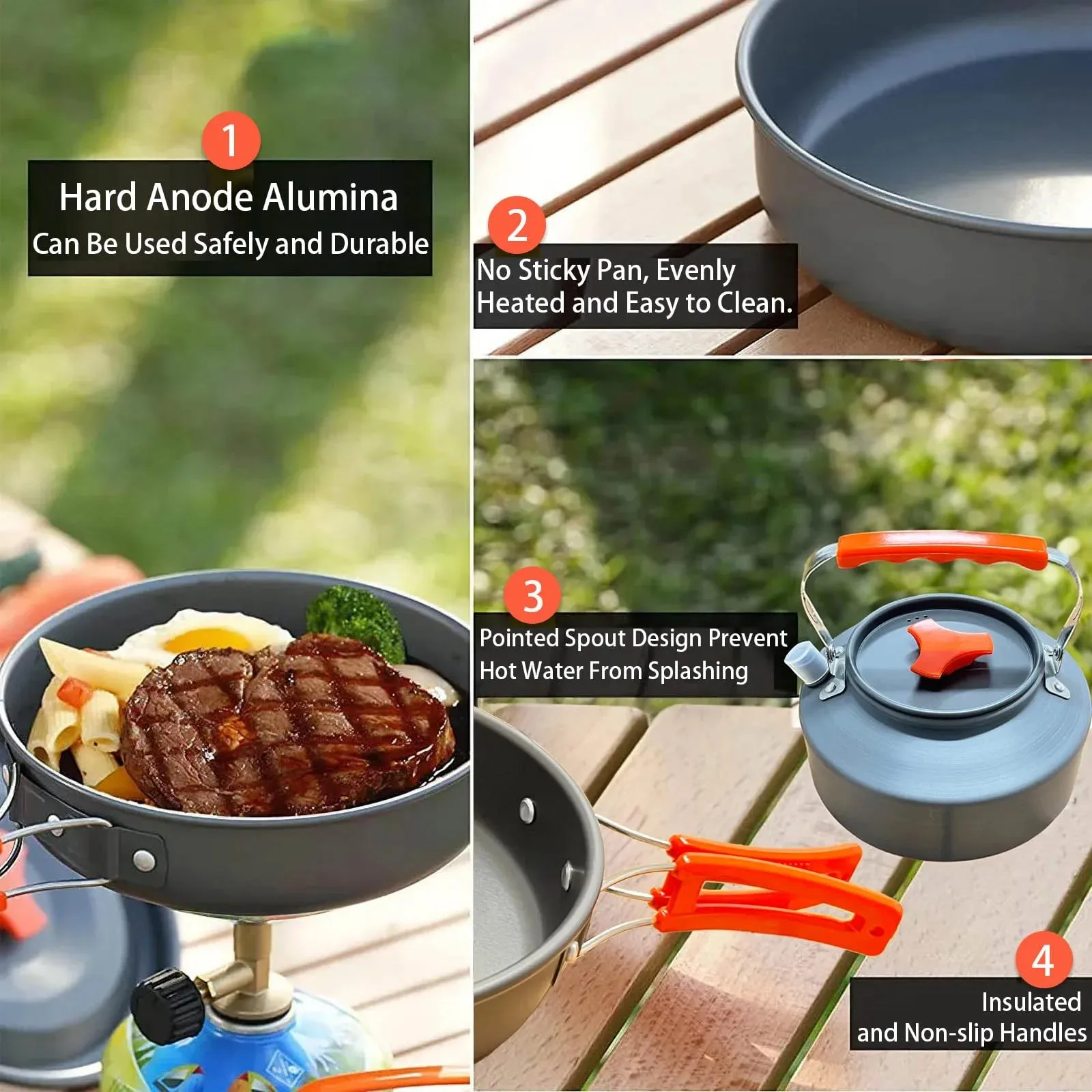 11 Pcs Camping Cookware Set with Storage Bag