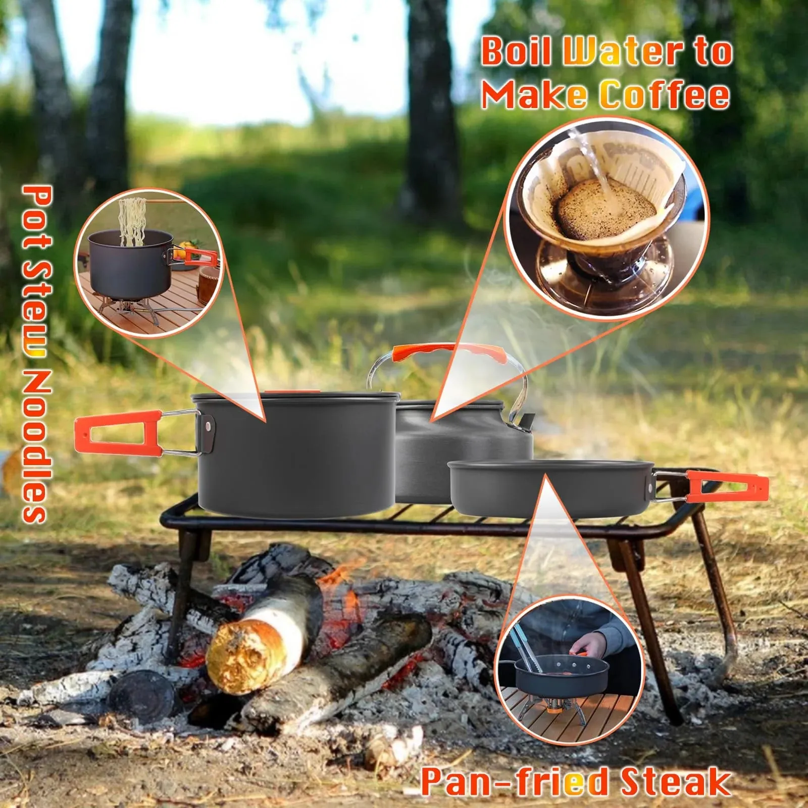 11 Pcs Camping Cookware Set with Storage Bag