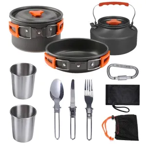 11 Pcs Camping Cookware Set with Storage Bag