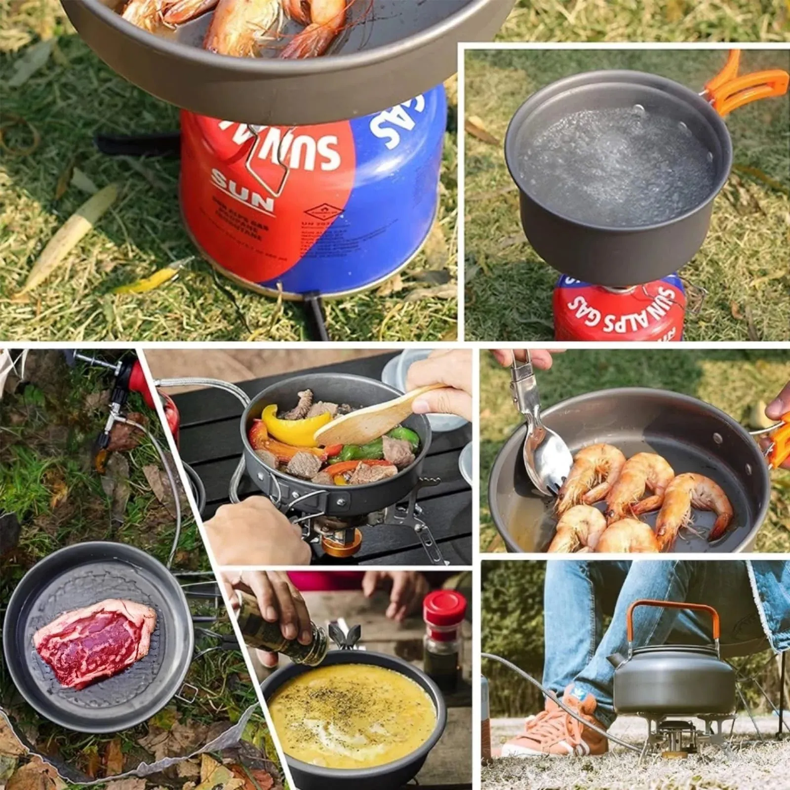 11 Pcs Camping Cookware Set with Storage Bag