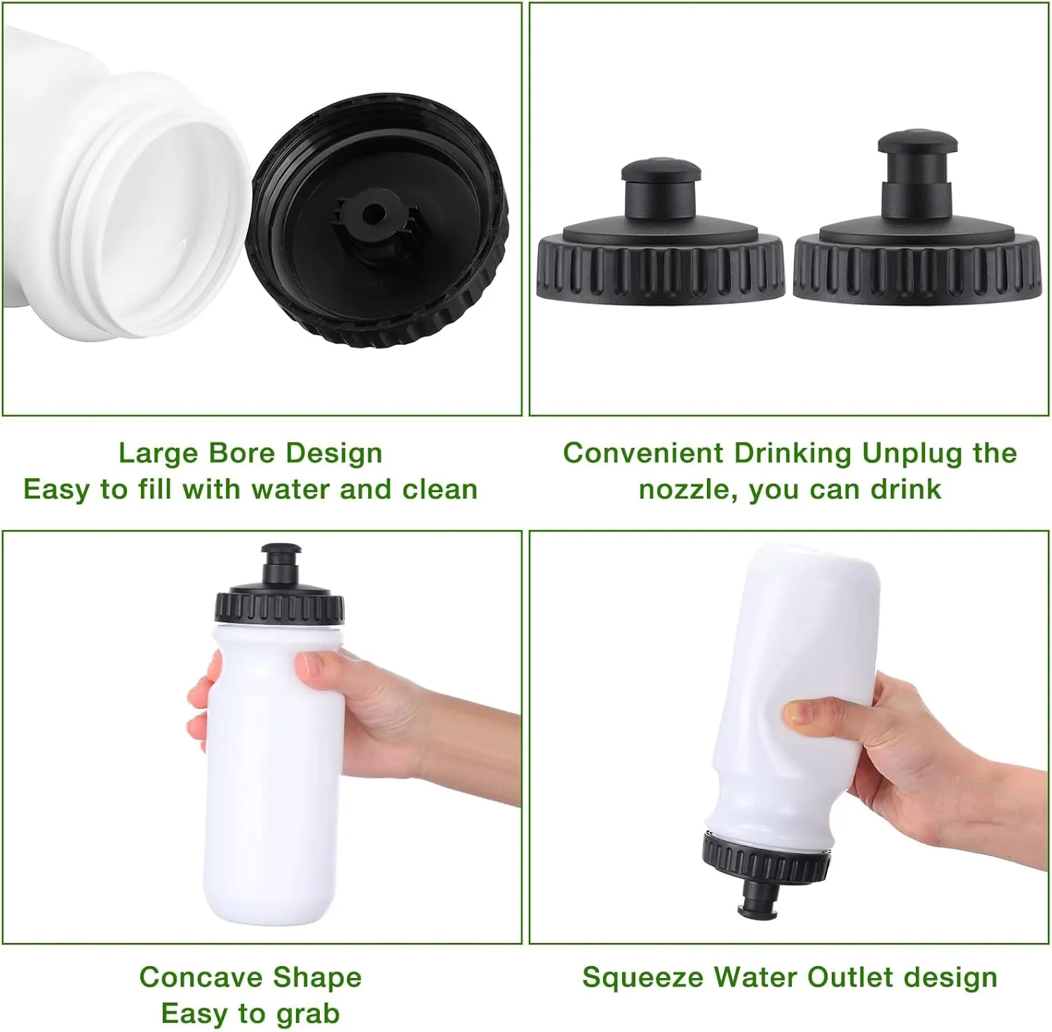 12 Pack Sports Squeeze Water Bottles 20 oz with Easy Open Push/Pull Cap Leak Proof BPA Free Plastic Water Bottles for Bike Cycling Fitness Yoga Camping Workout Outdoor