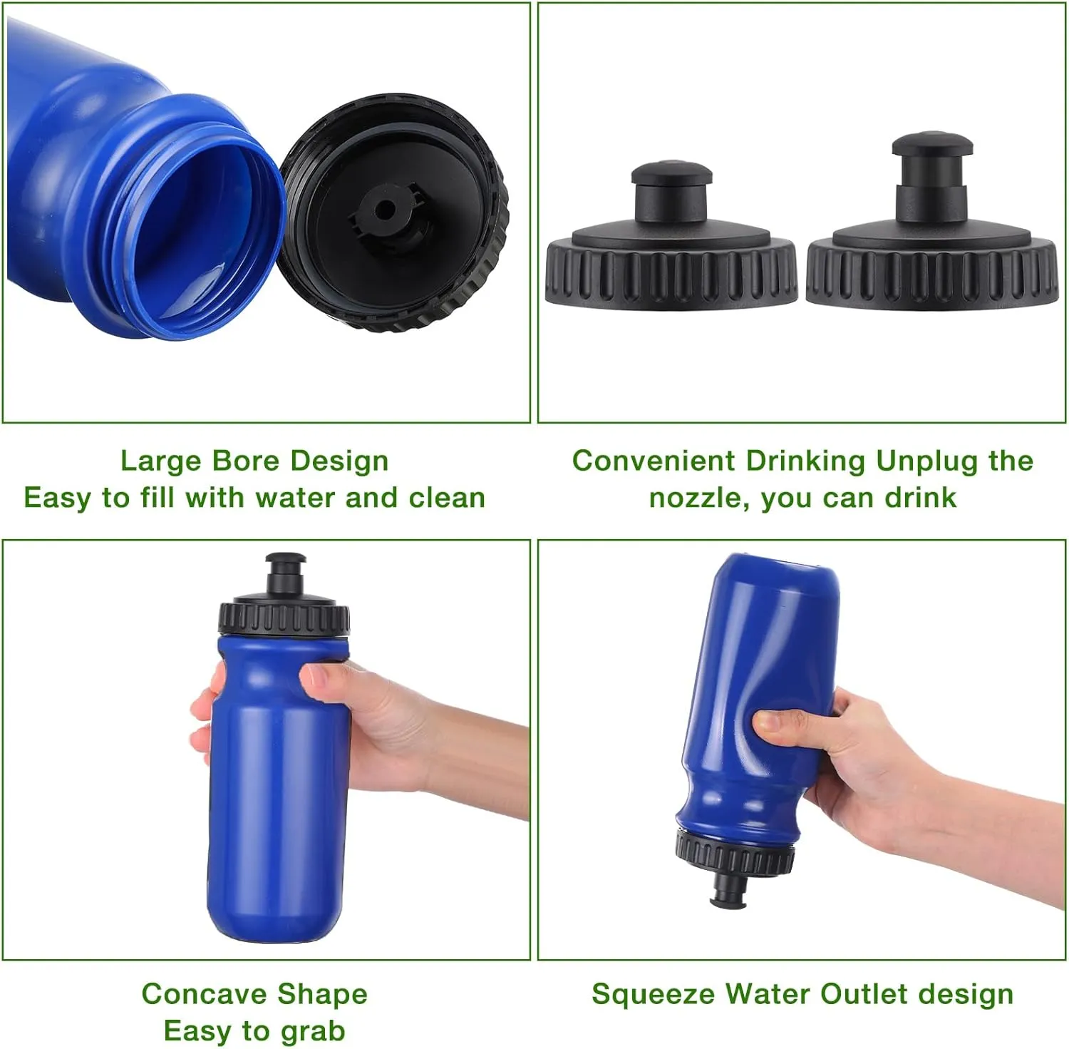 12 Pack Sports Squeeze Water Bottles 20 oz with Easy Open Push/Pull Cap Leak Proof BPA Free Plastic Water Bottles for Bike Cycling Fitness Yoga Camping Workout Outdoor