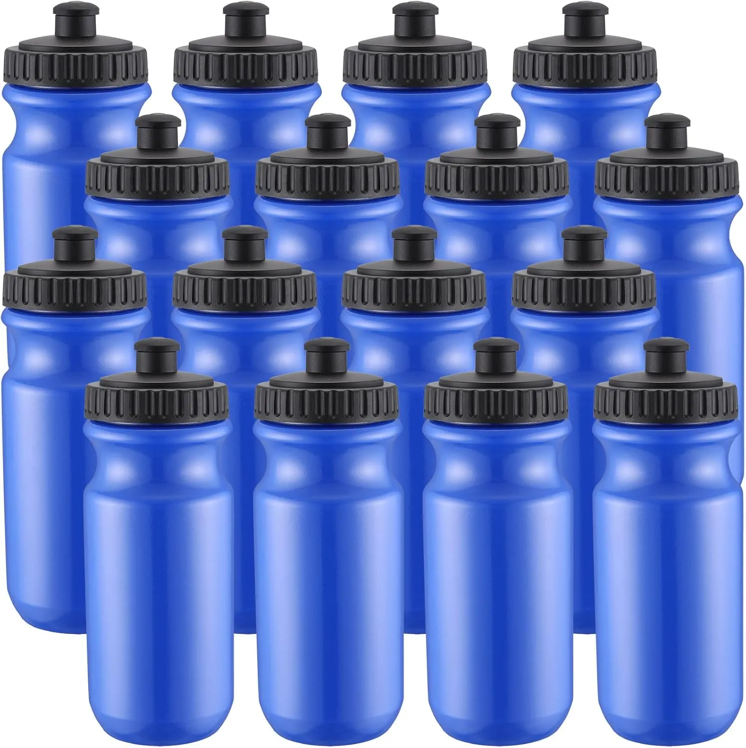 12 Pack Sports Squeeze Water Bottles 20 oz with Easy Open Push/Pull Cap Leak Proof BPA Free Plastic Water Bottles for Bike Cycling Fitness Yoga Camping Workout Outdoor