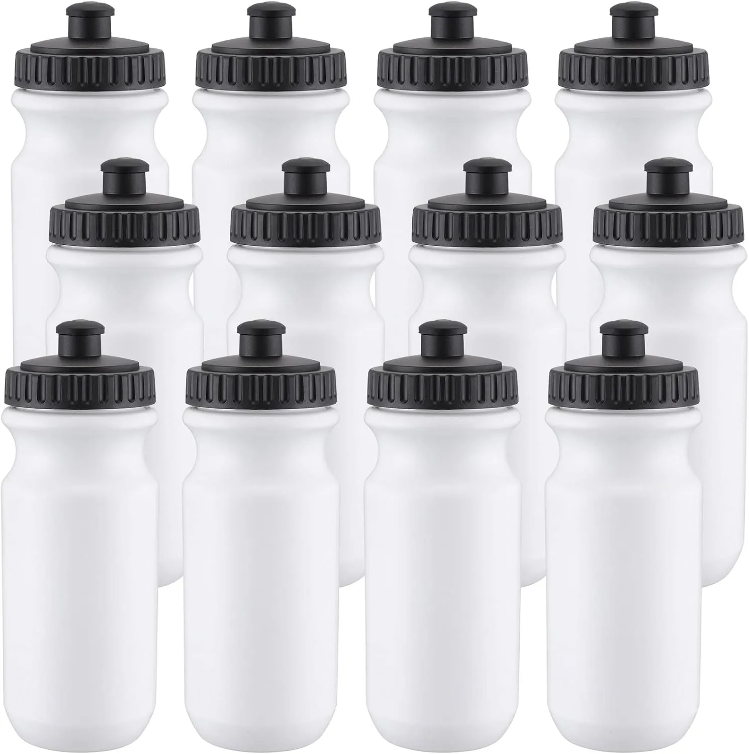 12 Pack Sports Squeeze Water Bottles 20 oz with Easy Open Push/Pull Cap Leak Proof BPA Free Plastic Water Bottles for Bike Cycling Fitness Yoga Camping Workout Outdoor