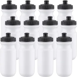 12 Pack Sports Squeeze Water Bottles 20 oz with Easy Open Push/Pull Cap Leak Proof BPA Free Plastic Water Bottles for Bike Cycling Fitness Yoga Camping Workout Outdoor