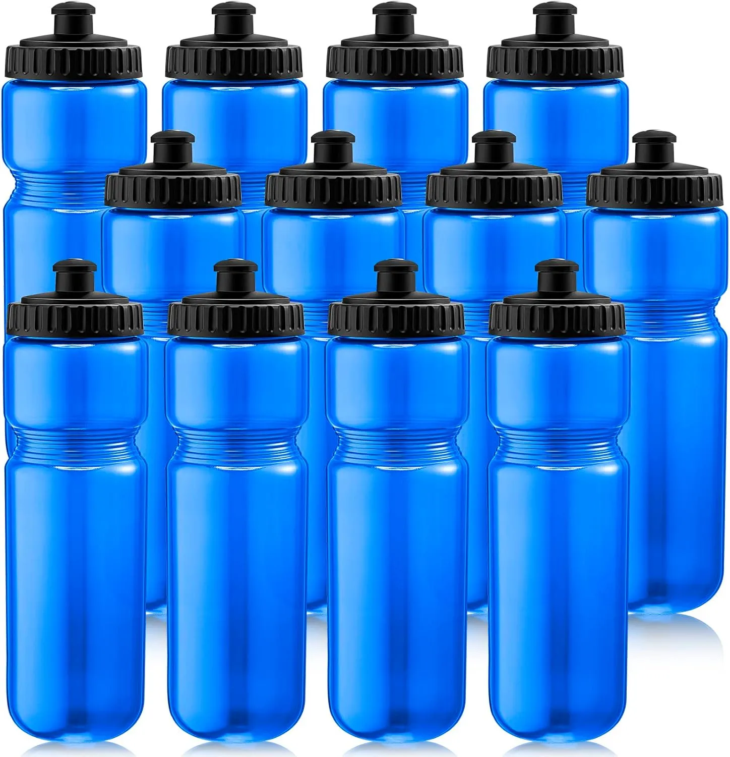 12 Pack Sports Squeeze Water Bottles 25 Oz with Easy Open Push/pull Cap Reusable Plastic Water Bottles for Bicycles Cycling Fitness Yoga Outdoor Sports