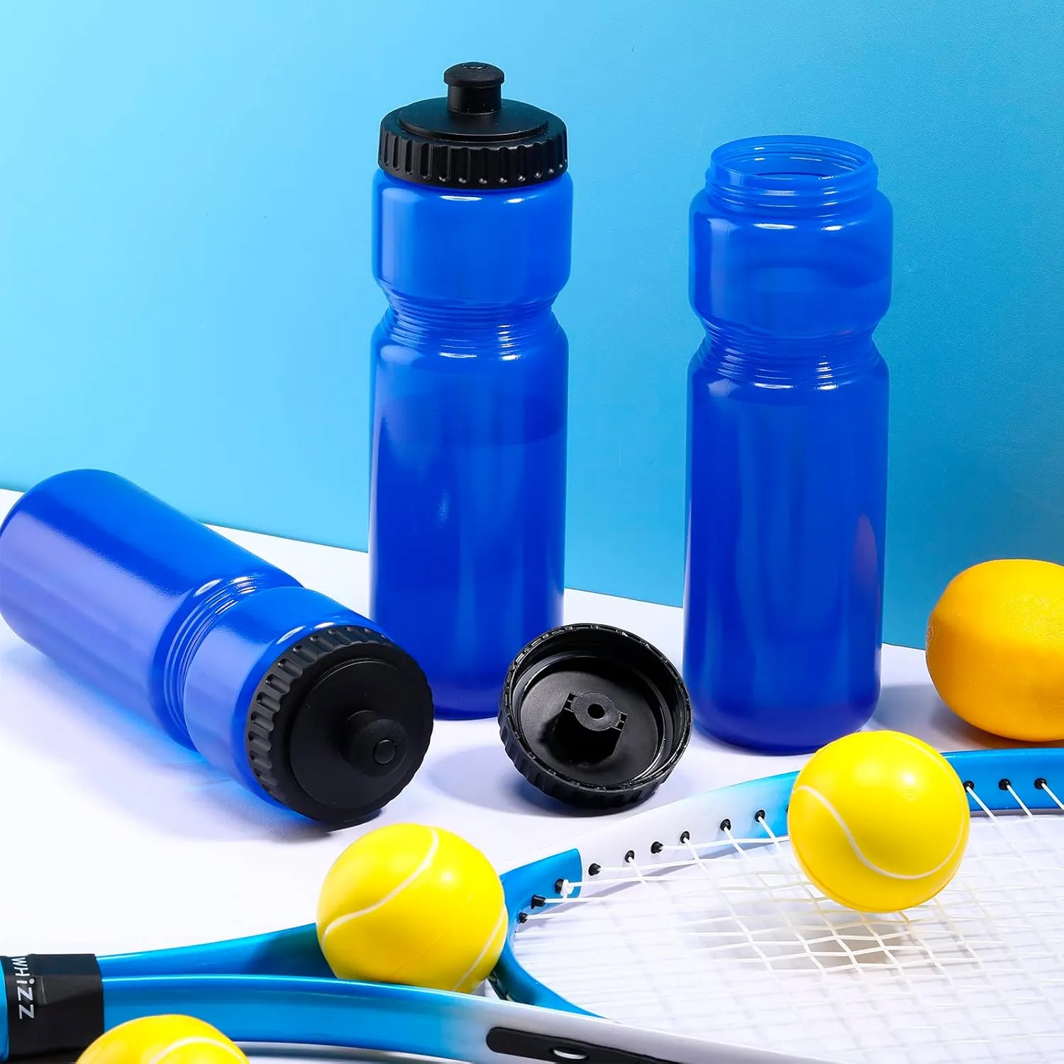 12 Pack Sports Squeeze Water Bottles 25 Oz with Easy Open Push/pull Cap Reusable Plastic Water Bottles for Bicycles Cycling Fitness Yoga Outdoor Sports