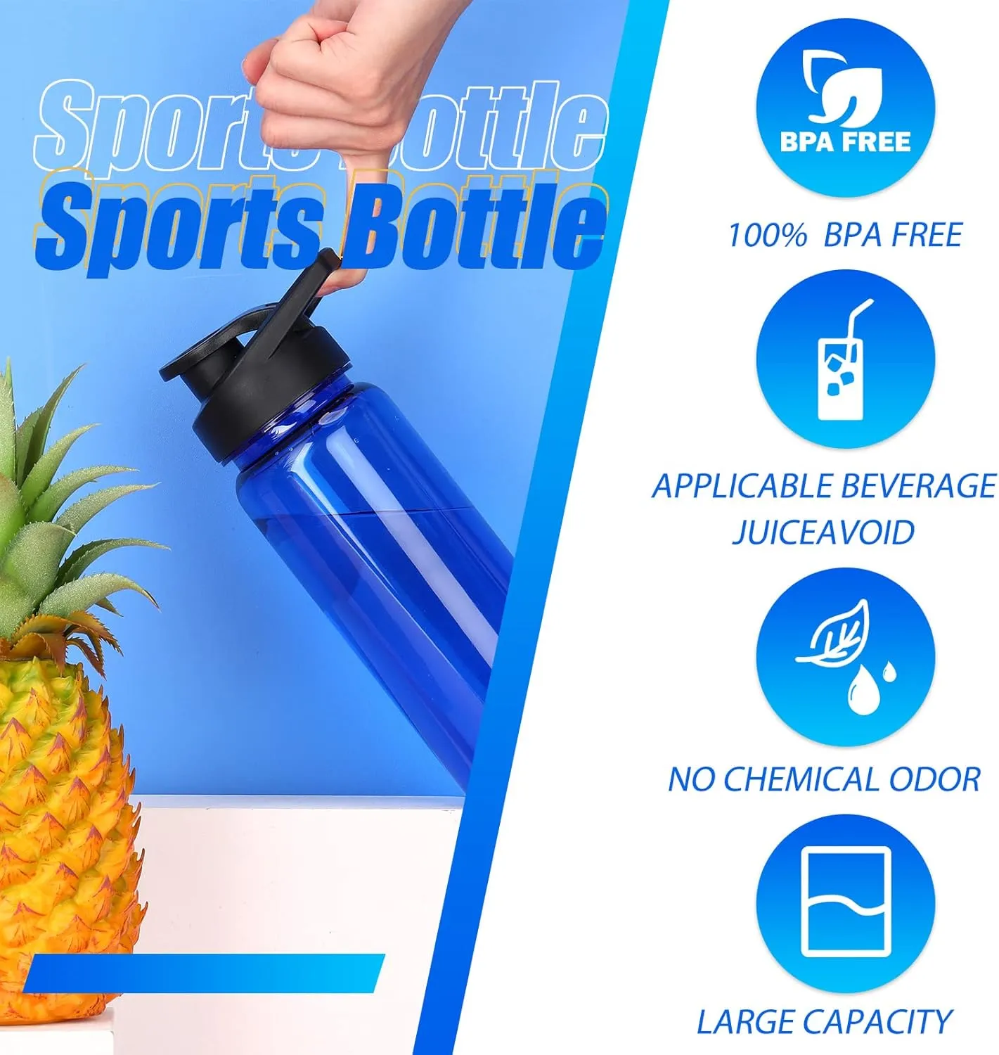 12 Pcs Plastic Sports Bottles 17 oz Reusable Water Bottles Bulk Portable Sports Drink Cups Pack with Handle for Kids Adults School Teams Gym Hike Camping Cycling(Blue)