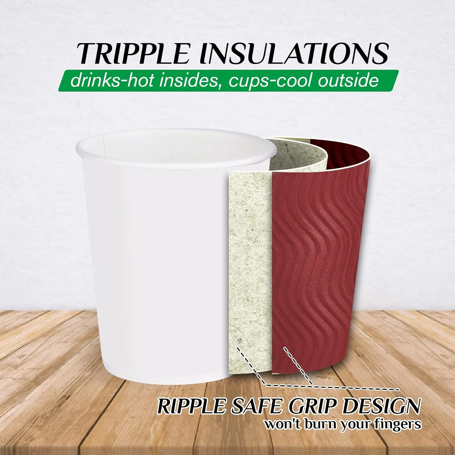 120 Pack Paper Coffee Cups, 8 oz Disposable Coffee Cups, Red Hot Beverage Cups with Insulated Ripple Wall, Paper Ripple Cups for Christmas, Party and Daily life
