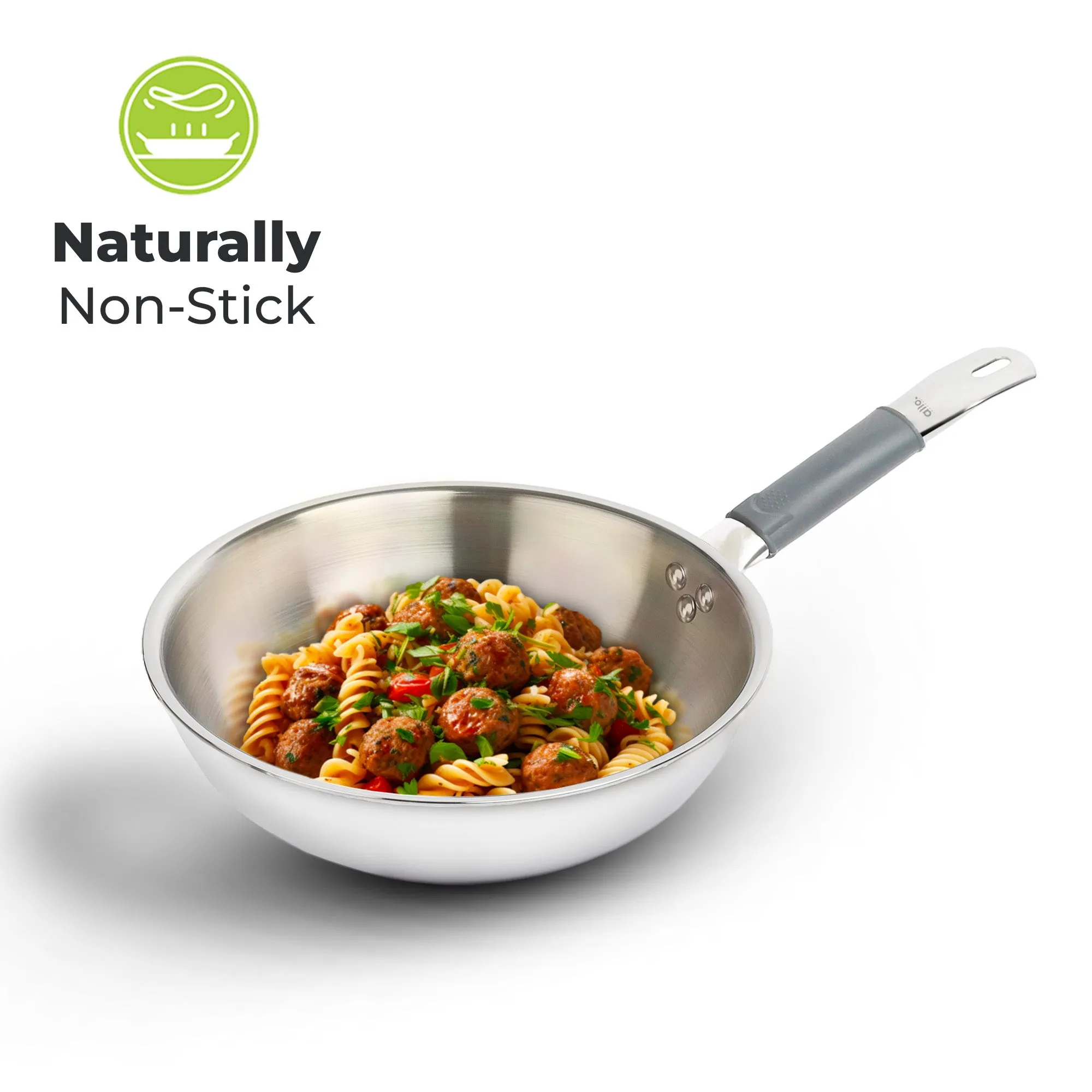 1.2L Allo CookSafe TriPly Wok | Stainless Steel | Induction Friendly | 18cm