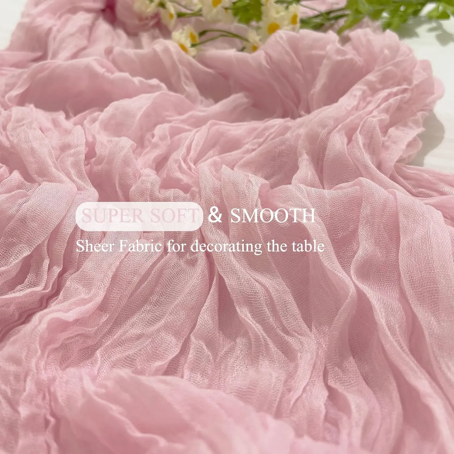 12Pack Light Pink Table Runner 10Ft Cheesecloth Table Runner Boho Gauze Table Runners Long Cheese Cloth Table Runners for Wedding Party Bridal Shower Thanksgiving Christmas