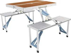136 * 85.5 * 67cm 50kg Aluminum Alloy Table and Chair One Piece Camping One Piece Table and Chair Wood Grain Color