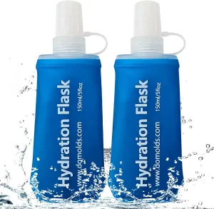 150ML Soft Flask, Running Water Bottle Foldable TPU Hydration Flask for Running Hydration Pack Cycling Hiking Marathon, Pack of 2