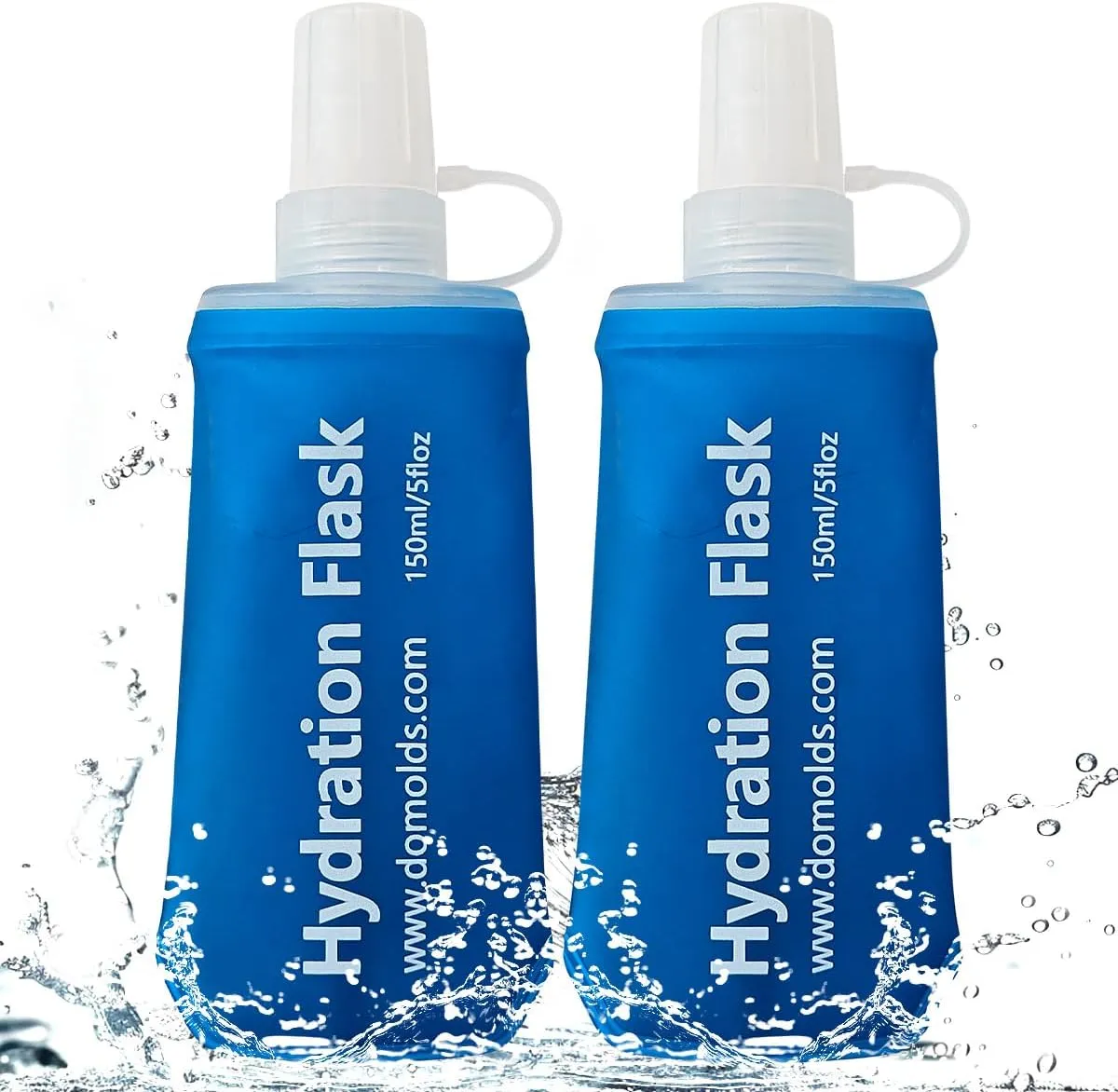 150ML Soft Flask, Running Water Bottle Foldable TPU Hydration Flask for Running Hydration Pack Cycling Hiking Marathon, Pack of 2
