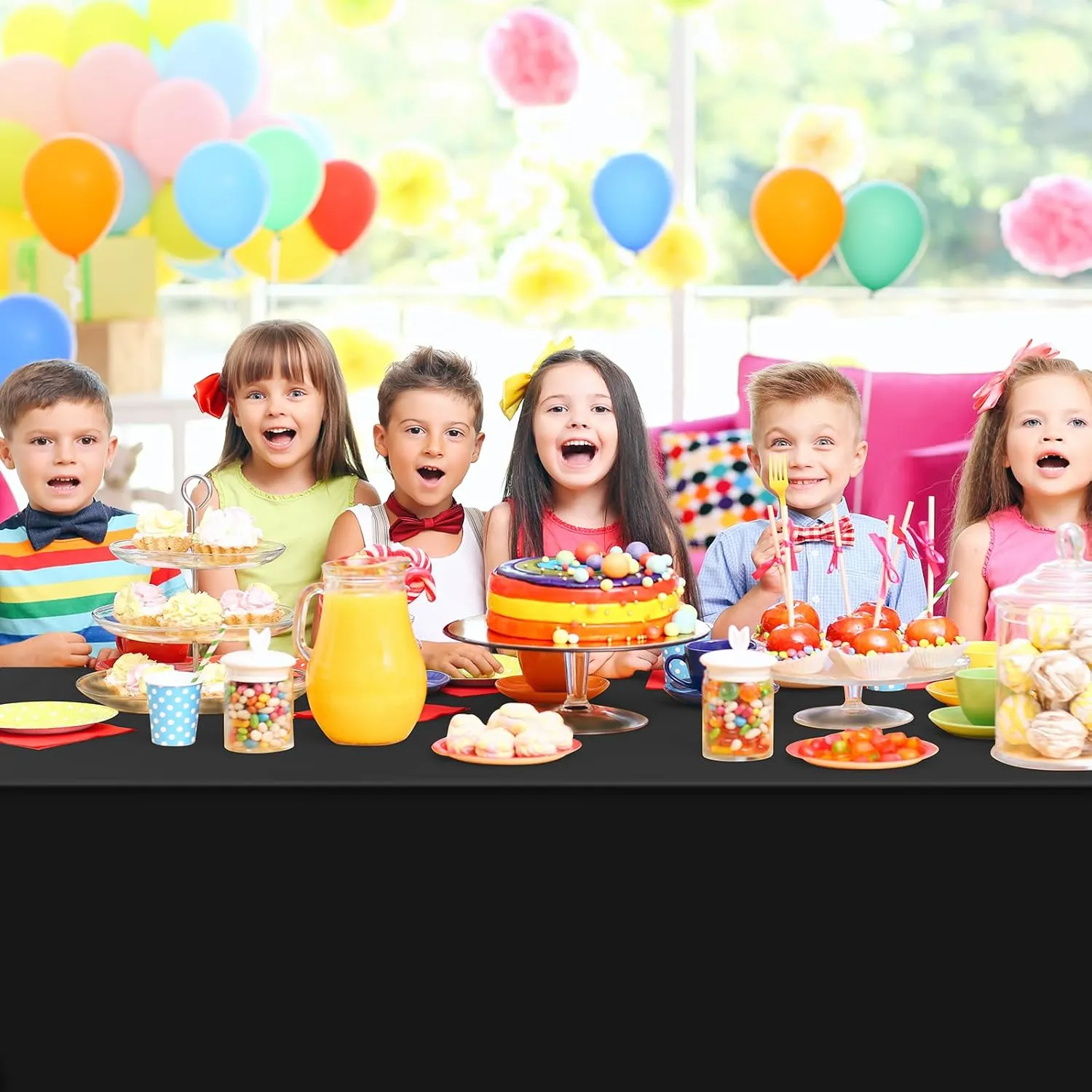 16 Pack Black Plastic Tablecloth for Rectangle Tables, Premium Decorative Black Disposable Table Cloths for Parties, Bulk Rectangle Party Table Cover for Birthday, Wedding, Anniversary, 54 x 108 Inch