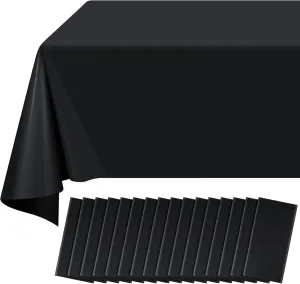 16 Pack Black Plastic Tablecloth for Rectangle Tables, Premium Decorative Black Disposable Table Cloths for Parties, Bulk Rectangle Party Table Cover for Birthday, Wedding, Anniversary, 54 x 108 Inch