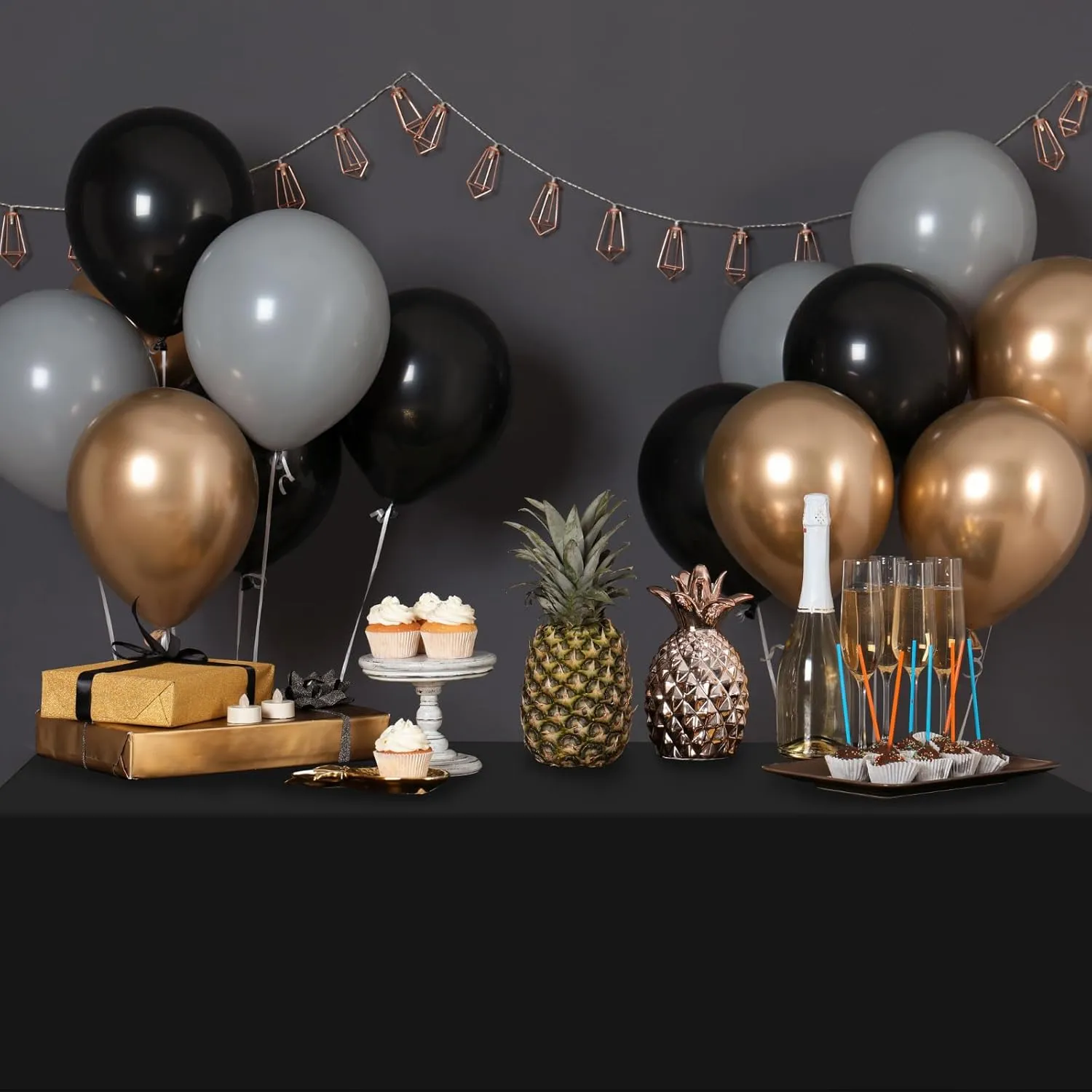 16 Pack Black Plastic Tablecloth for Rectangle Tables, Premium Decorative Black Disposable Table Cloths for Parties, Bulk Rectangle Party Table Cover for Birthday, Wedding, Anniversary, 54 x 108 Inch