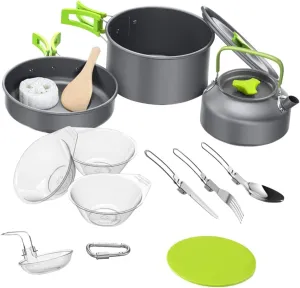 1set Camping Cookware Kit Multi-Functional Outdoor Cooking for Camping Hiking and Backpacking and Wear-Resistant Cookware for Outdoor Adventures