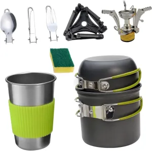 1Set Outdoor Camping Cookware Portable Cooking Utensils for People Lightweight and Durable with Insulated Handle for Hiking and Picnics