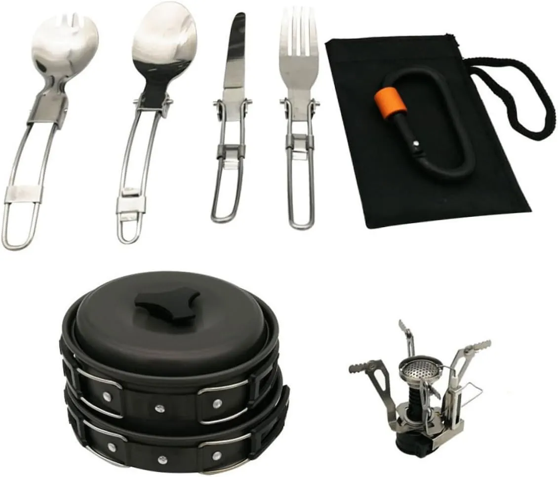 1set Outdoor Camping Cookware Portable Foldable Cookware for Hiking and Picnics Compact and Lightweight Design for People Multi-Function Cooking