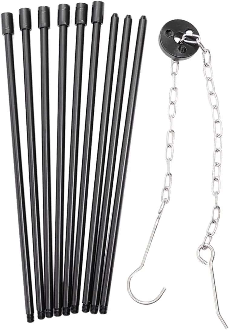 1set Outdoor Cooking Tripod Stand Campfire Equipment Lightweight Sturdy Essential for Camping Adventures Includes Chain and Storage Bag Black
