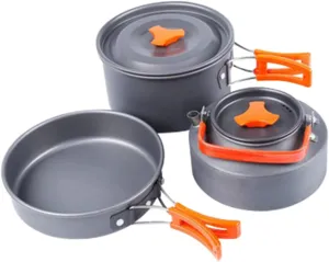 1Set Outdoor Cookware Lightweight Alloy Camping Cooking Pots for Backpacking for Hiking and Outdoor Activities