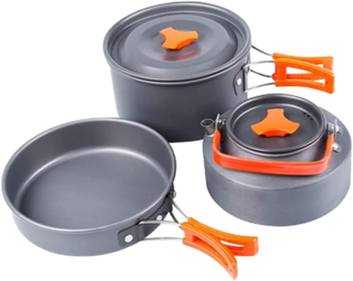 1Set Outdoor Cookware Lightweight Alloy Camping Cooking Pots for Backpacking for Hiking and Outdoor Activities