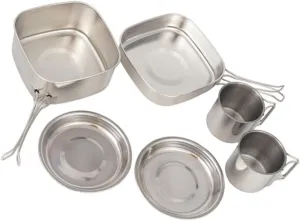 1set Portable Camping Cookware Set Lightweight Backpacking Cooking Gear Pot Frying Pan Plates Cups Essential for Outdoor Adventures