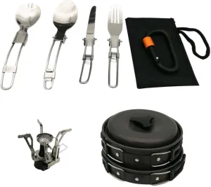 1set Portable Outdoor Camping Cookware of Non-Stick Soup Pot and Pan Kit Foldable Design for Hiking Picnics and Outdoor