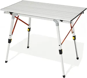 2-6 People Stretchable Camping Table, Roll-Up Lightweight Picnic Table with Aluminum Tabletop & Carrying Bag, Portable Outdoor Folding Table for Hiking, Backpacking & Fishing(White,Style 1)