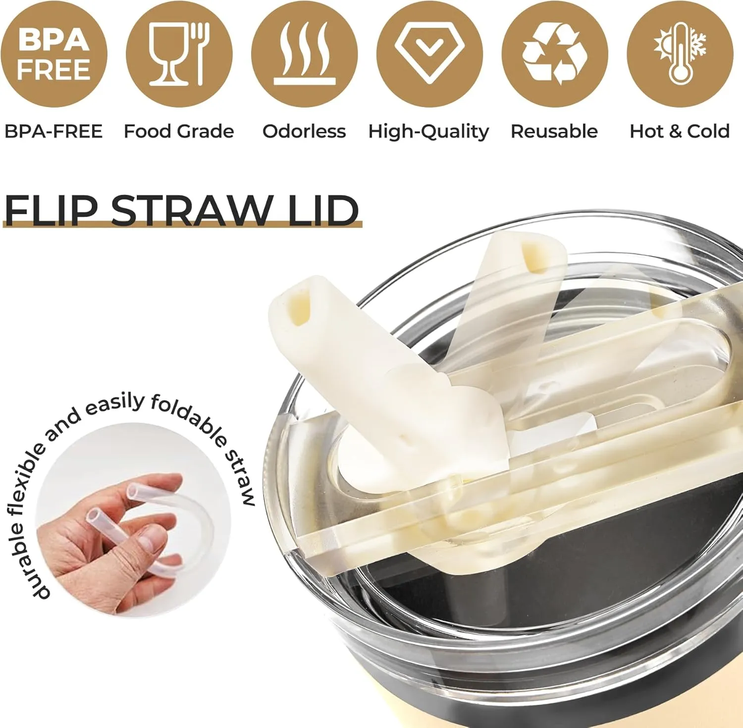 2 Pack 40oz Stanley Cup Lid Replacement - Leakproof Flip Straw Lid & Accessories Kit With 2 Lids, 2 Straws, Straw Brush, Cleaning Pry Tool for Stanley Quencher Tumbler 40oz