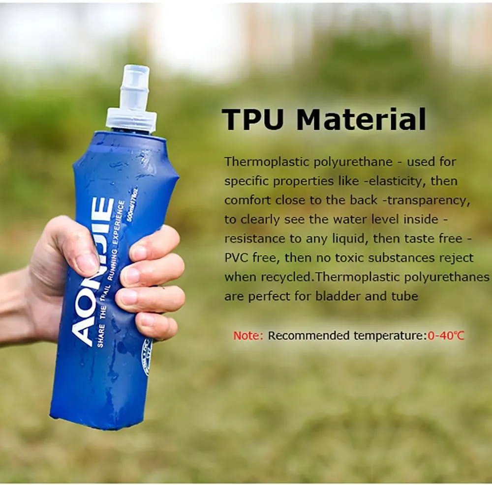 2 Pack Soft Flasks TPU Collapsible Foldable Water Bottles for Hydration Pack Running Cycling (250ml 2*Soft Flask)