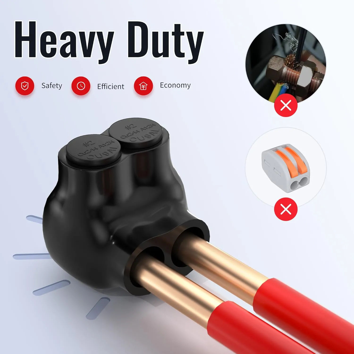 2 Port Insulated Connector Multi Tap Connector 2-14 AWG Aluminum to Copper Wire Connectors Single-Sided Entry Slotted Allen Hex - 6 Pack