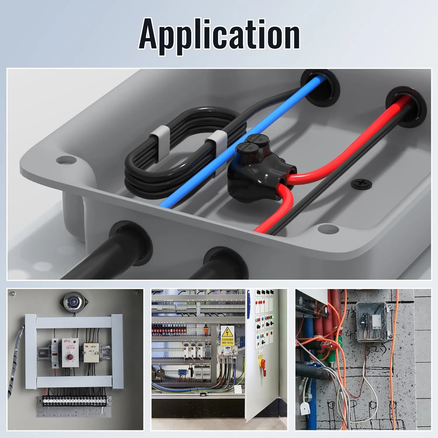 2 Port Insulated Connector Multi Tap Connector 2-14 AWG Aluminum to Copper Wire Connectors Single-Sided Entry Slotted Allen Hex - 6 Pack