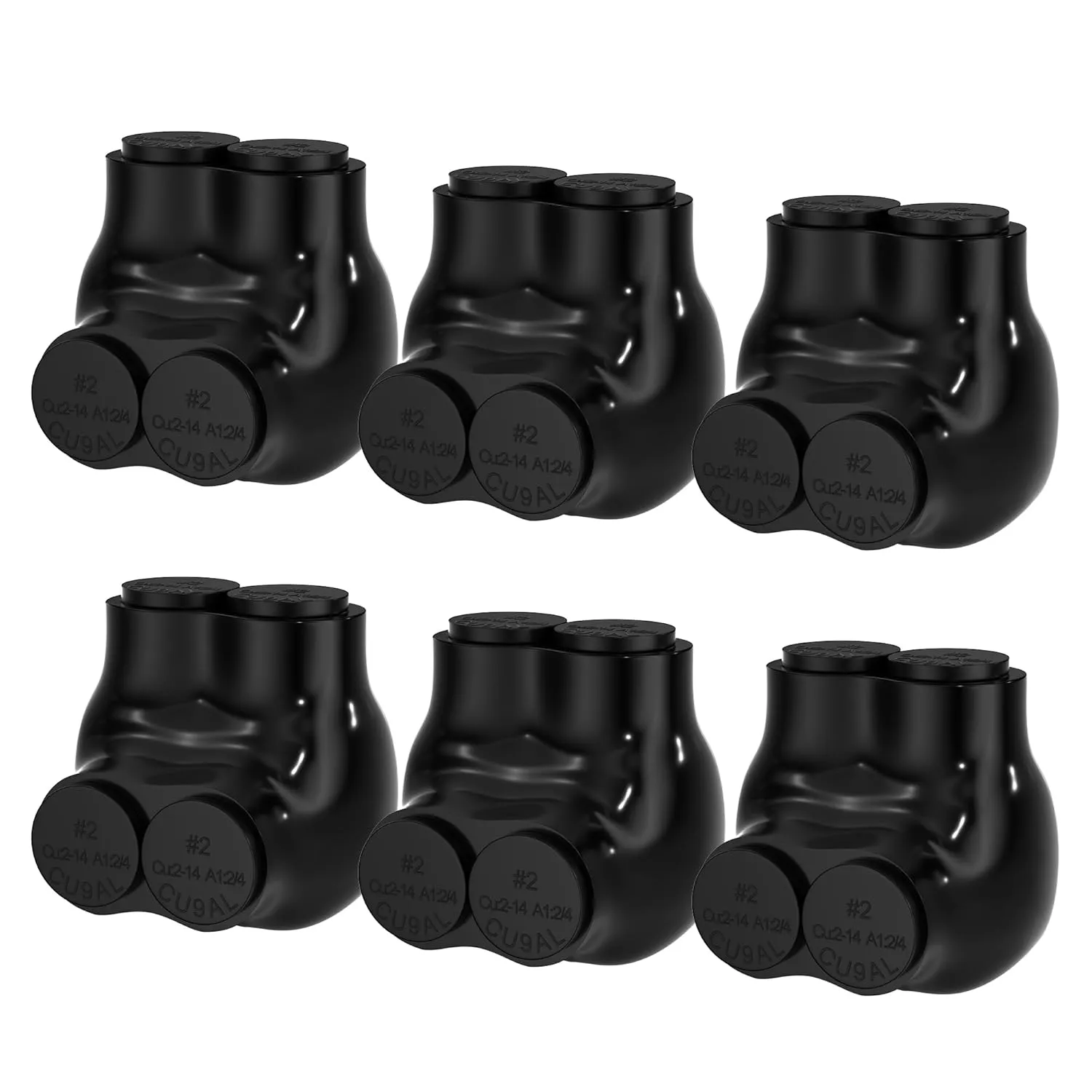 2 Port Insulated Connector Multi Tap Connector 2-14 AWG Aluminum to Copper Wire Connectors Single-Sided Entry Slotted Allen Hex - 6 Pack