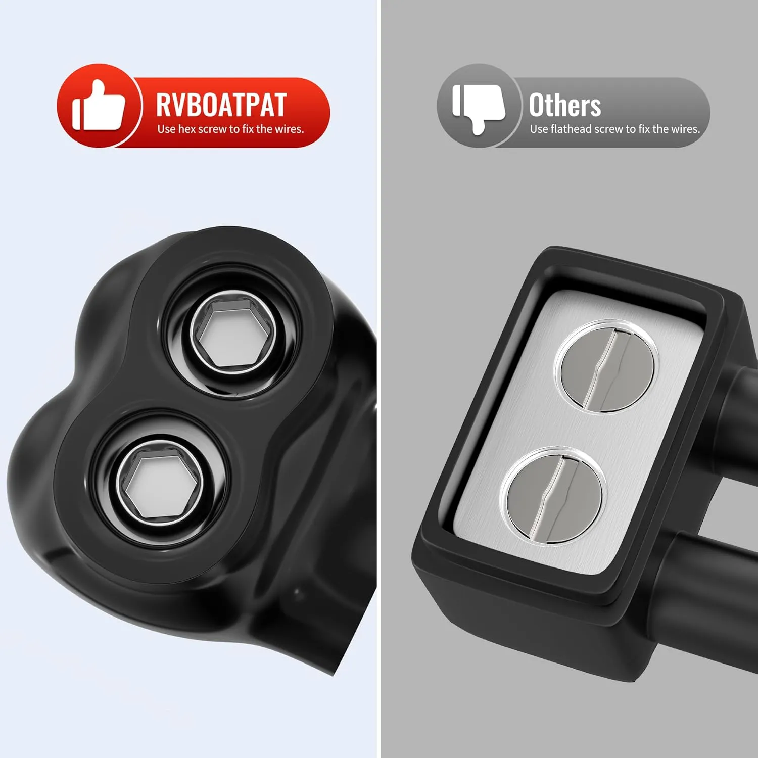 2 Port Insulated Connector Multi Tap Connector 2-14 AWG Aluminum to Copper Wire Connectors Single-Sided Entry Slotted Allen Hex - 6 Pack