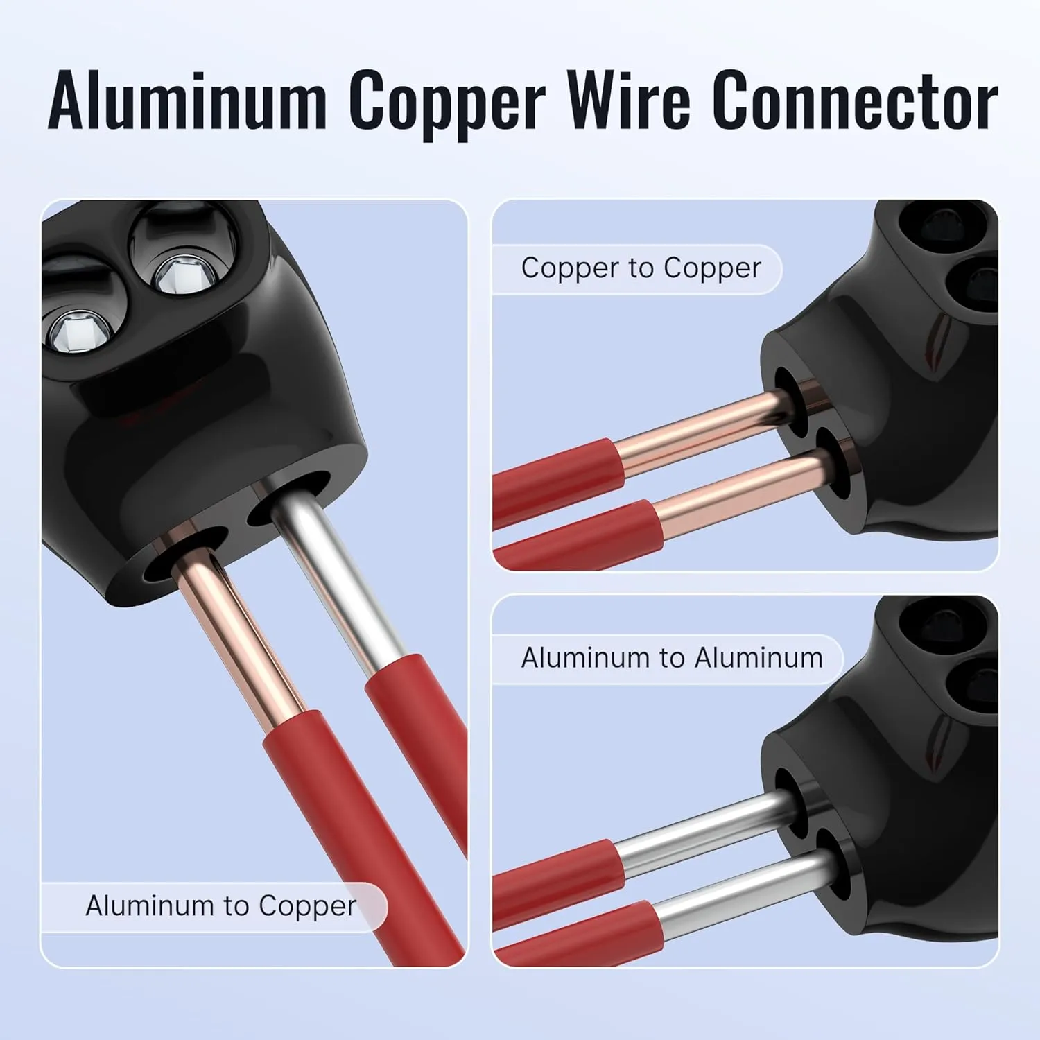 2 Port Insulated Multi Tap Connector 4-14 AWG Aluminum to Copper Wire Connectors Single-Sided Entry Aluminum Wire Connectors Slotted Allen Hex - 5 Pack