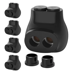 2 Port Insulated Multi Tap Connector 4-14 AWG Aluminum to Copper Wire Connectors Single-Sided Entry Aluminum Wire Connectors Slotted Allen Hex - 5 Pack