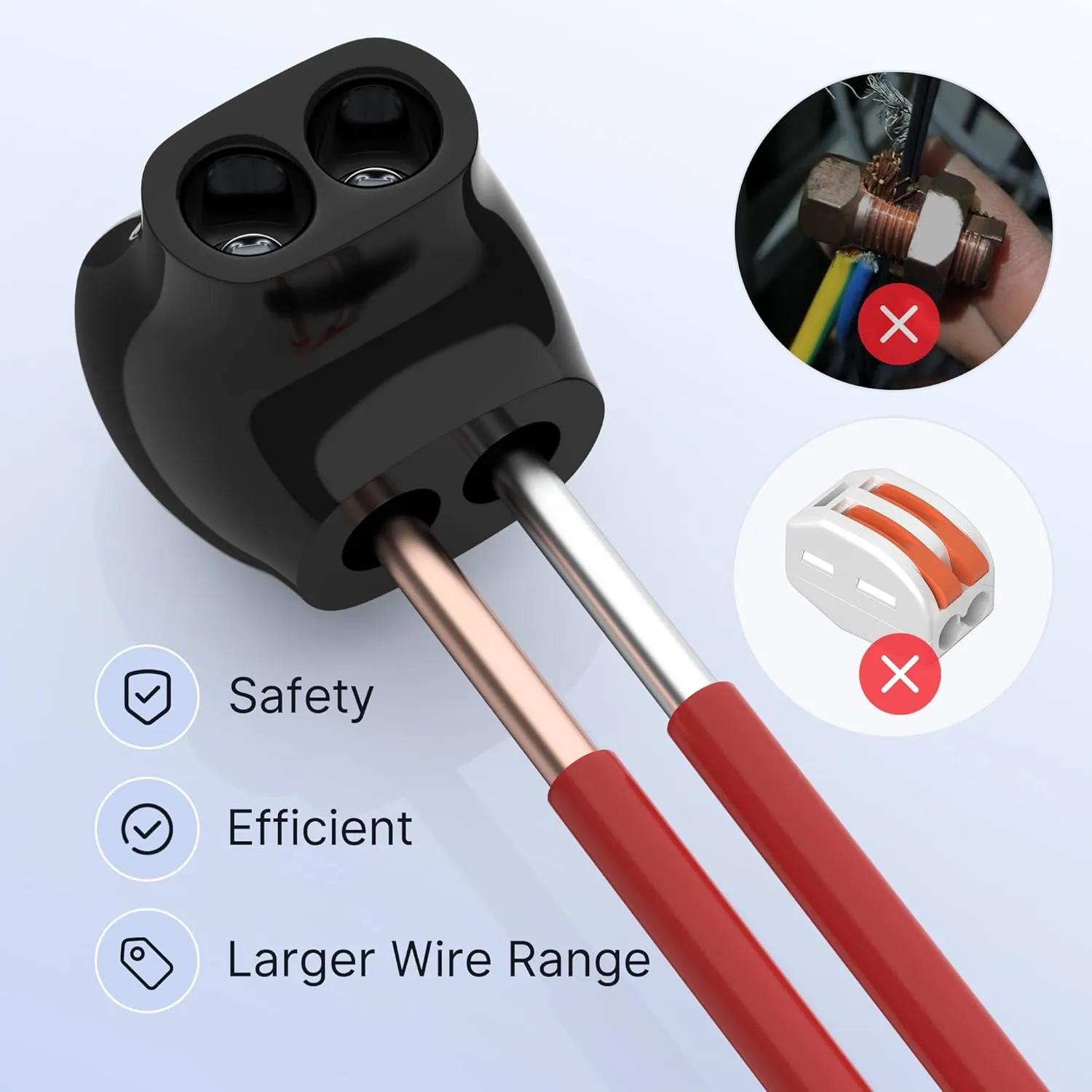 2 Port Insulated Multi Tap Connector 4-14 AWG Aluminum to Copper Wire Connectors Single-Sided Entry Aluminum Wire Connectors Slotted Allen Hex - 5 Pack